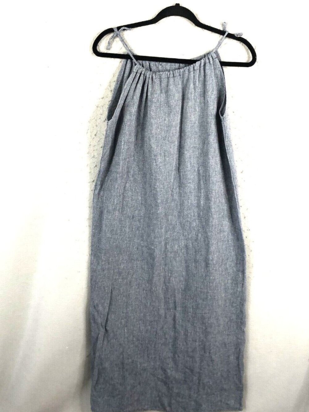 Loom Dress Womens One Size Blue  100% Linen Lagenlook Beachy Minimalist Boho